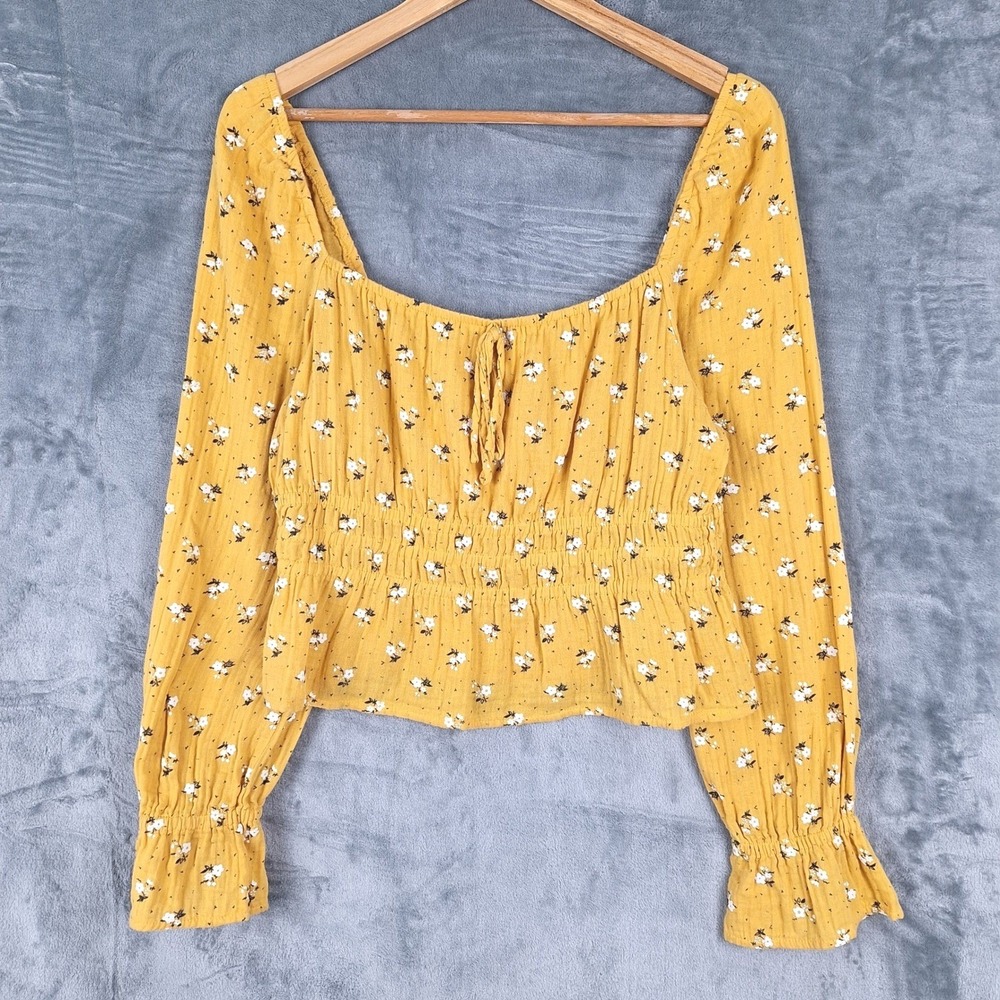 Womens Top Large Boho Babydoll Floral Milkmaid Feminine‎ Fairy Cottage Cropped